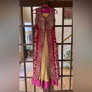 Elegant Pink and Cream Embroidered Dress